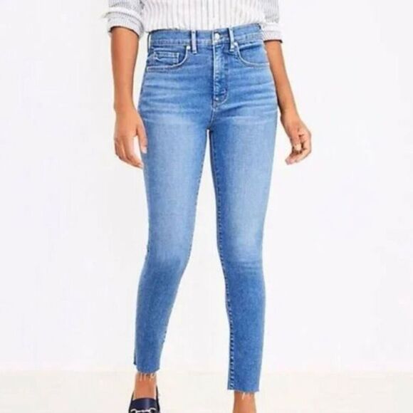 LOFT Denim - Loft the skinny high rise raw hem jeans size 28